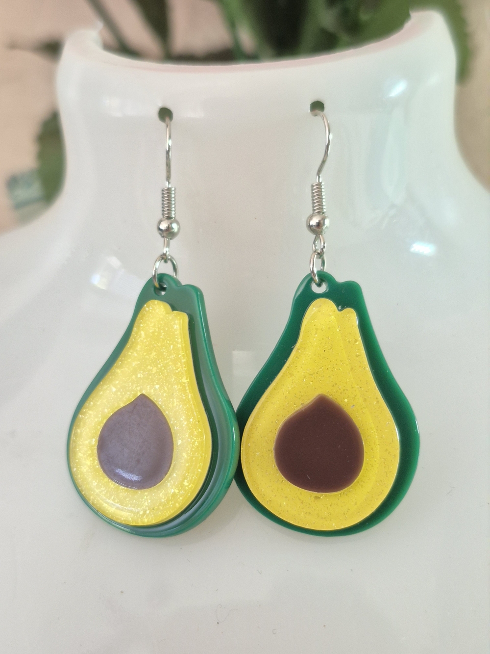 Avocado Dangling Earrings ☆ Women Dangle Drop Glitter Jewerly Her Novelty Gift